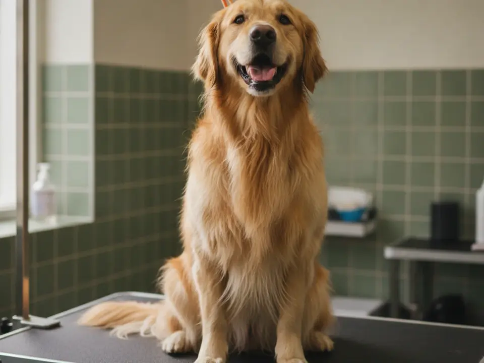 Cachorro golden retriever de pelo fofo e